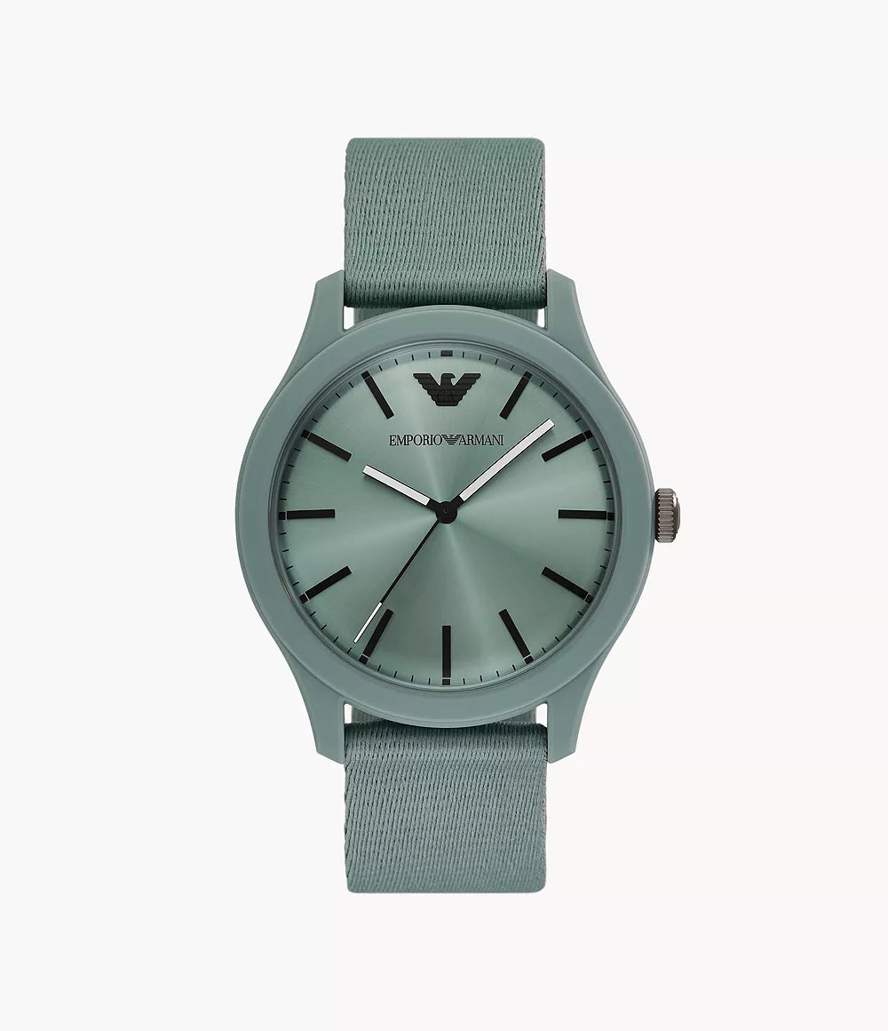 Emporio Armani Three-Hand Green Tide Ocean Material Nylon Fabric Watch