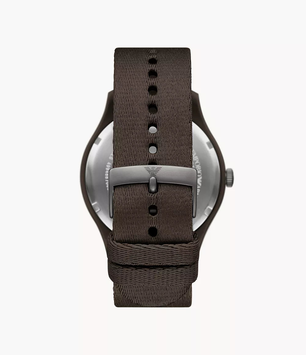 Emporio Armani Three-Hand Brown Tide Ocean Material Nylon Fabric Watch