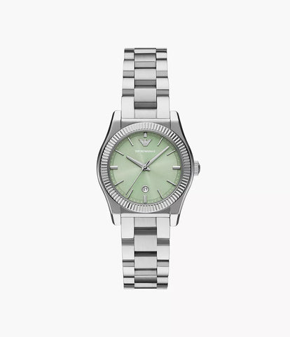Emporio Armani Three-Hand Date Stainless Steel Watch - Silver