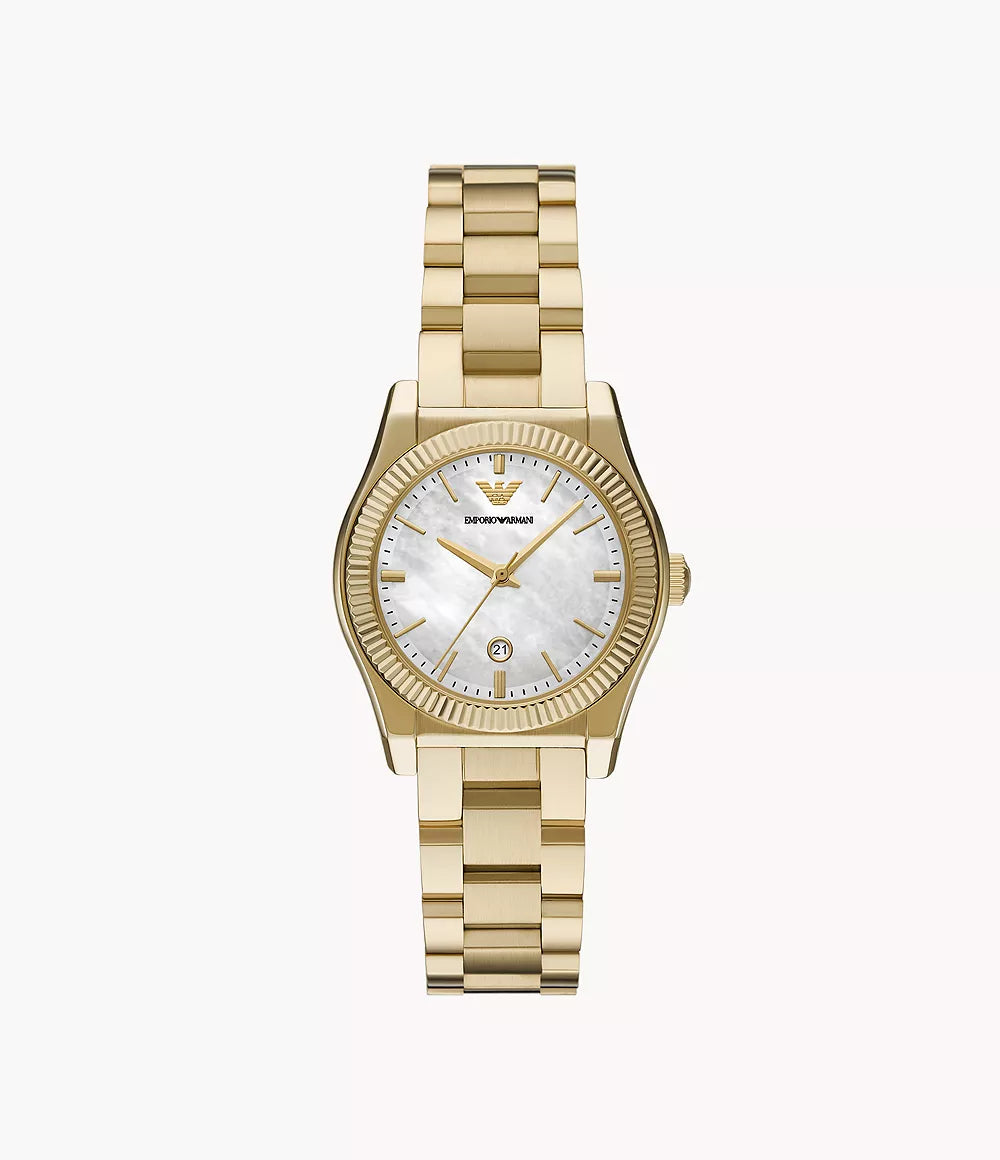 Emporio Armani Three-Hand Date Gold-Tone Stainless Steel Watch - Gold