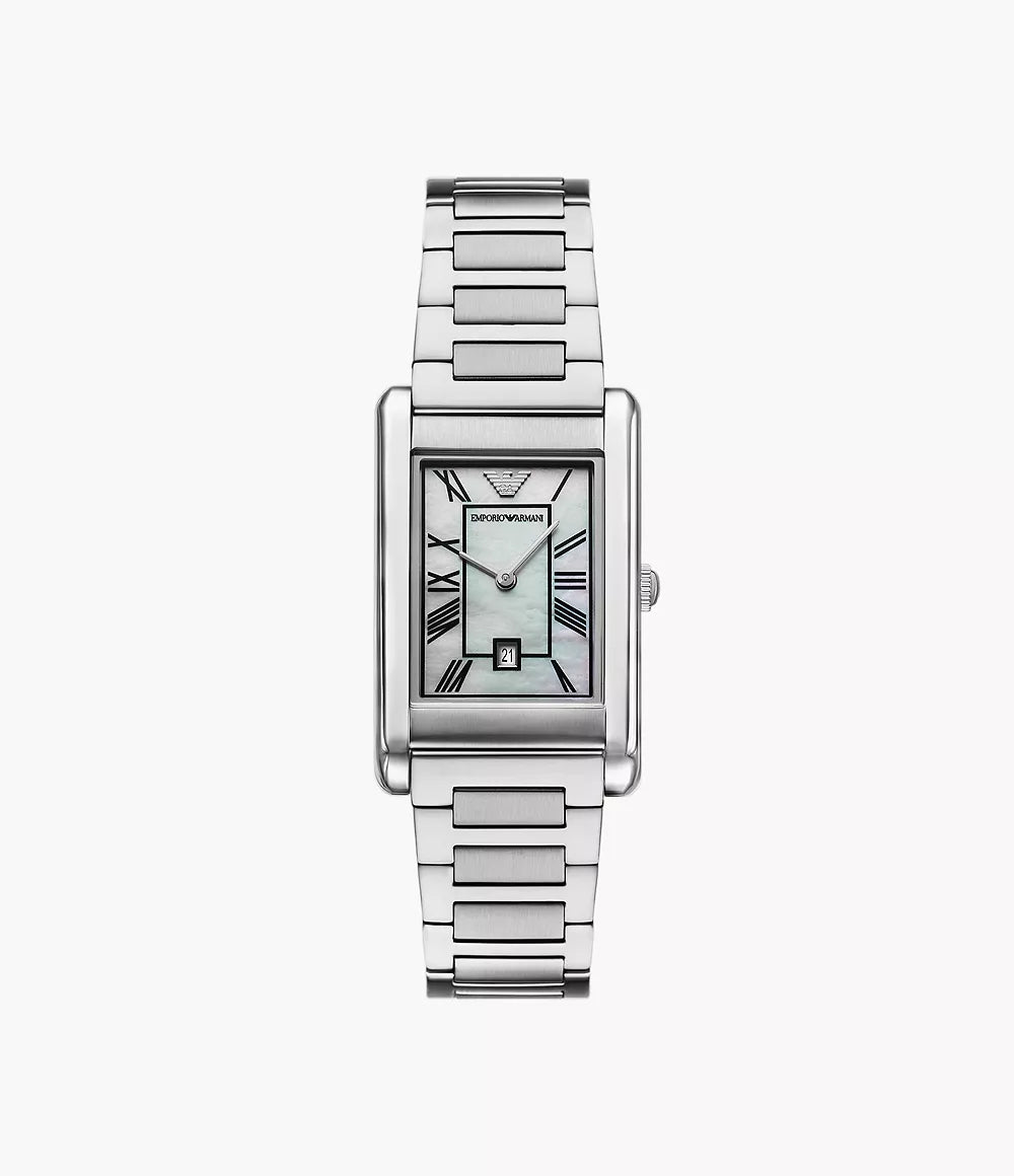 Emporio Armani Two-Hand Date Stainless Steel Watch - Silver