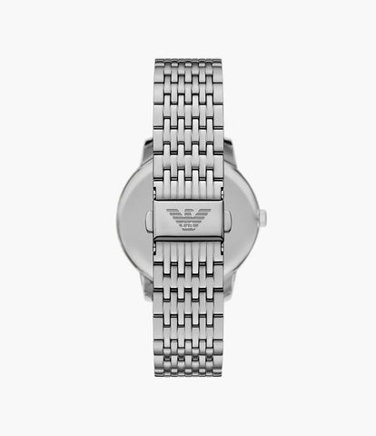 Emporio Armani Three-Hand Date Stainless Steel Watch - Silver