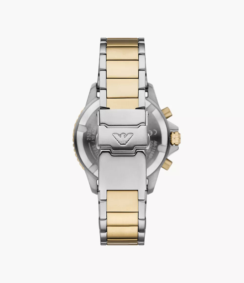 Emporio Armani World Explorer Solar-Powered Chronograph Two-Tone Stainless Steel Watch