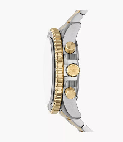 Emporio Armani World Explorer Solar-Powered Chronograph Two-Tone Stainless Steel Watch