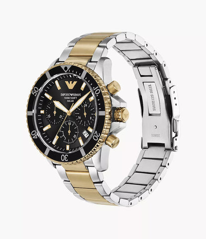Emporio Armani World Explorer Solar-Powered Chronograph Two-Tone Stainless Steel Watch