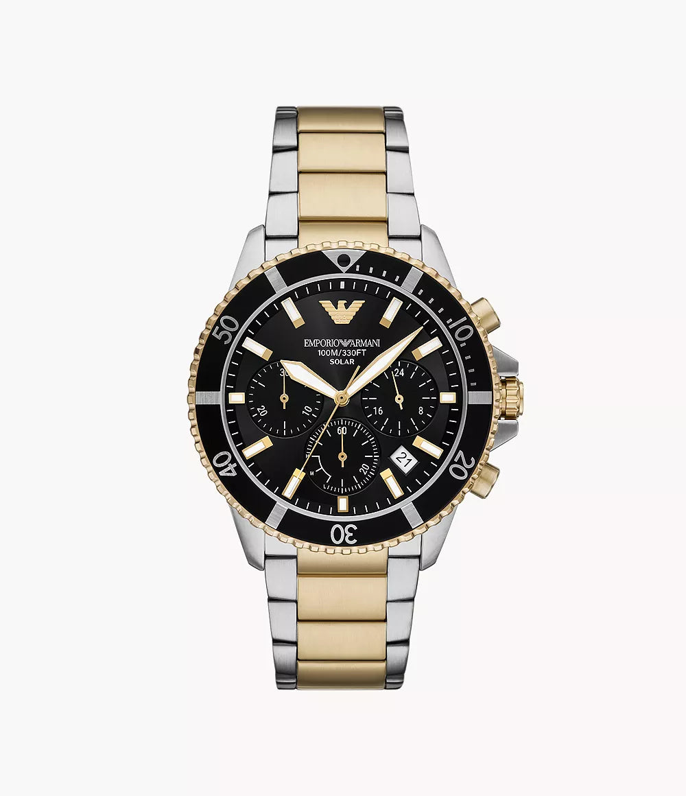 Emporio Armani World Explorer Solar-Powered Chronograph Two-Tone Stainless Steel Watch