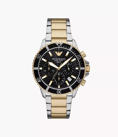 Emporio Armani World Explorer Solar-Powered Chronograph Two-Tone Stainless Steel Watch