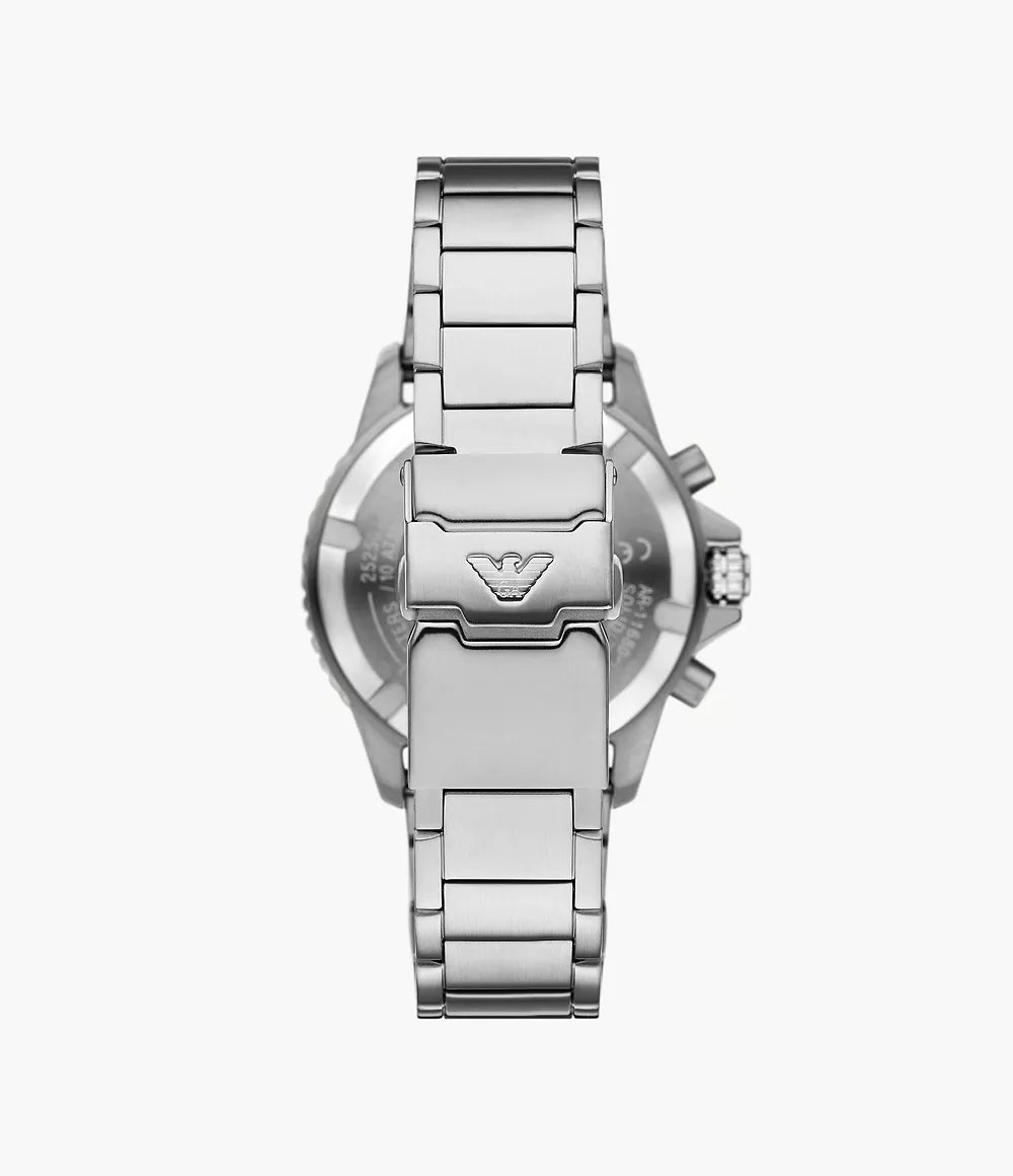 Emporio Armani World Explorer Solar-Powered Chronograph Stainless Steel Watch - Silver