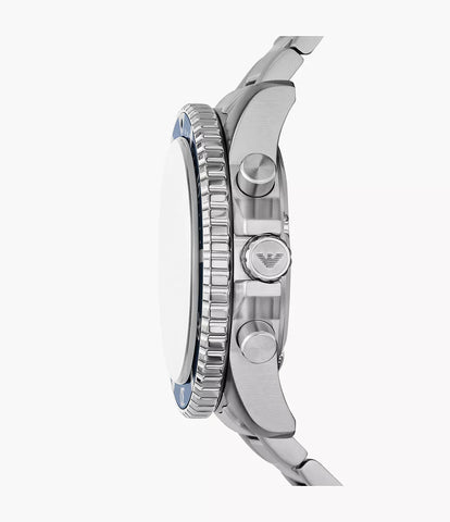 Emporio Armani World Explorer Solar-Powered Chronograph Stainless Steel Watch - Silver