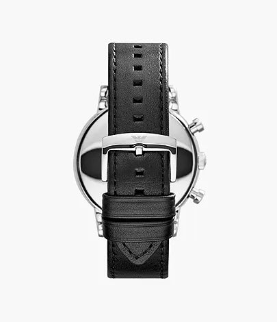 Emporio Armani Men's Chronograph Black Leather Watch