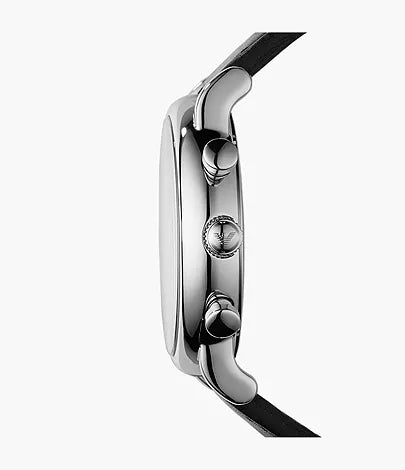 Emporio Armani Men's Chronograph Black Leather Watch