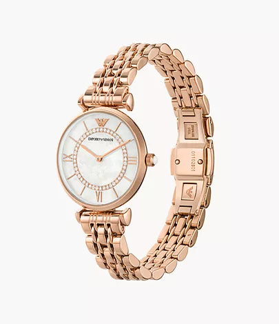 Emporio Armani Women's Two-Hand Rose Gold-Tone Stainless Steel Watch