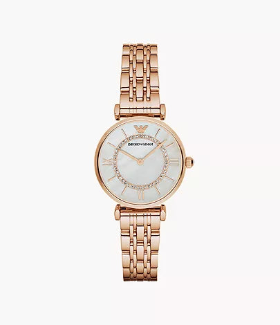 Emporio Armani Women's Two-Hand Rose Gold-Tone Stainless Steel Watch