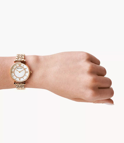Emporio Armani Women's Two-Hand Rose Gold-Tone Stainless Steel Watch