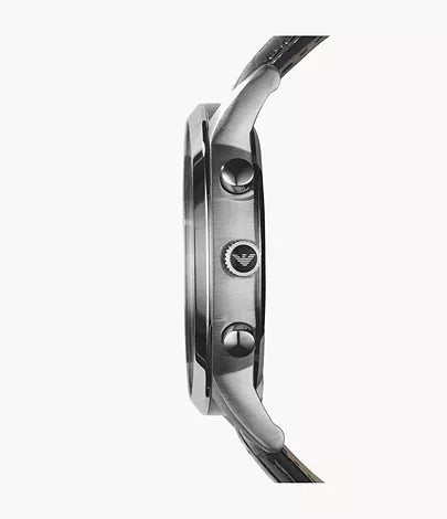 Emporio Armani Men's Chronograph Black Leather Watch