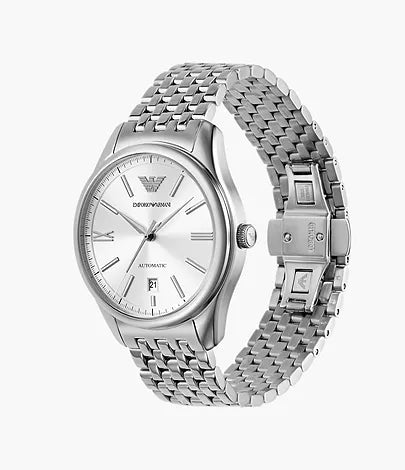 Emporio Armani Automatic Three-Hand Date Stainless Steel Watch