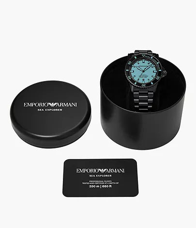 Emporio Armani Sea Explorer Automatic Black Stainless Steel Watch