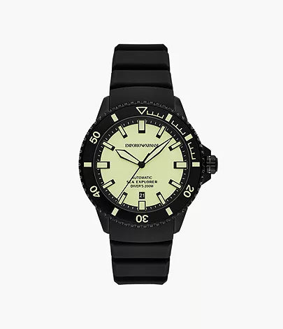 Emporio Armani Sea Explorer Automatic Black Silicone Watch