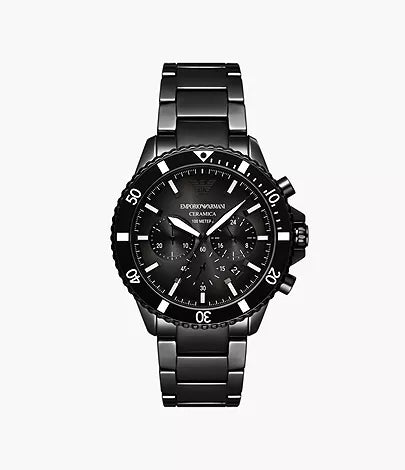 Emporio Armani World Explorer Chronograph Black Ceramic Watch