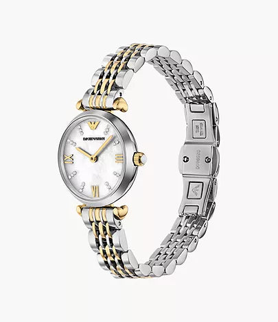 Emporio Armani Two-Hand Two-Tone Stainless Steel Watch and Bracelet Set