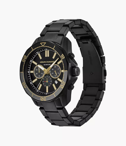 Armani Exchange Chronograph Black Stainless Steel Watch - Black