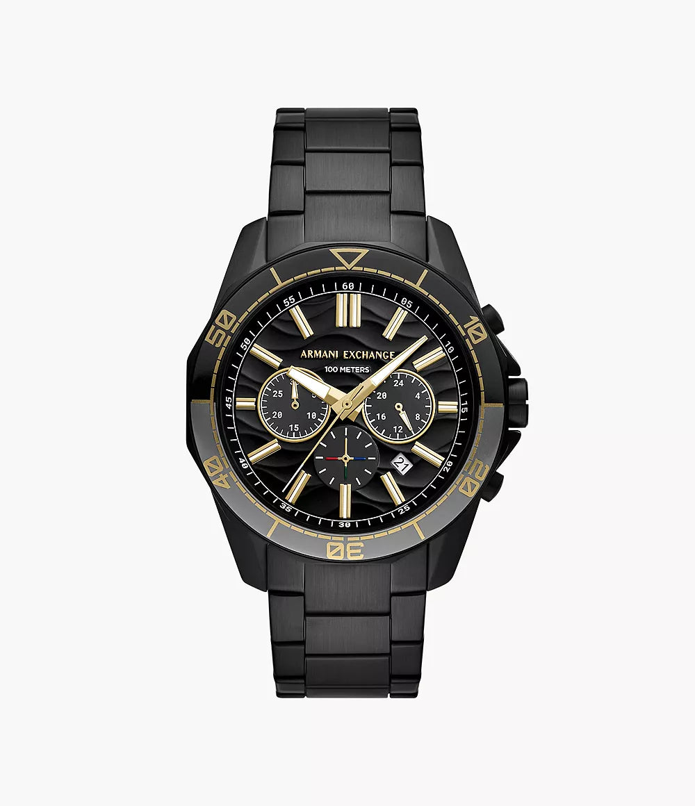 Armani Exchange Chronograph Black Stainless Steel Watch - Black