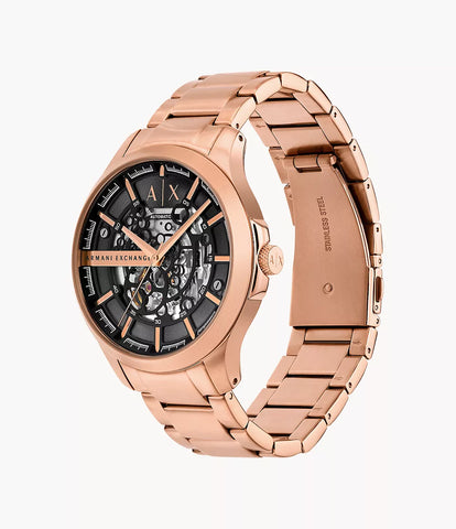 Armani Exchange Automatic Rose Gold-Tone Stainless Steel Watch