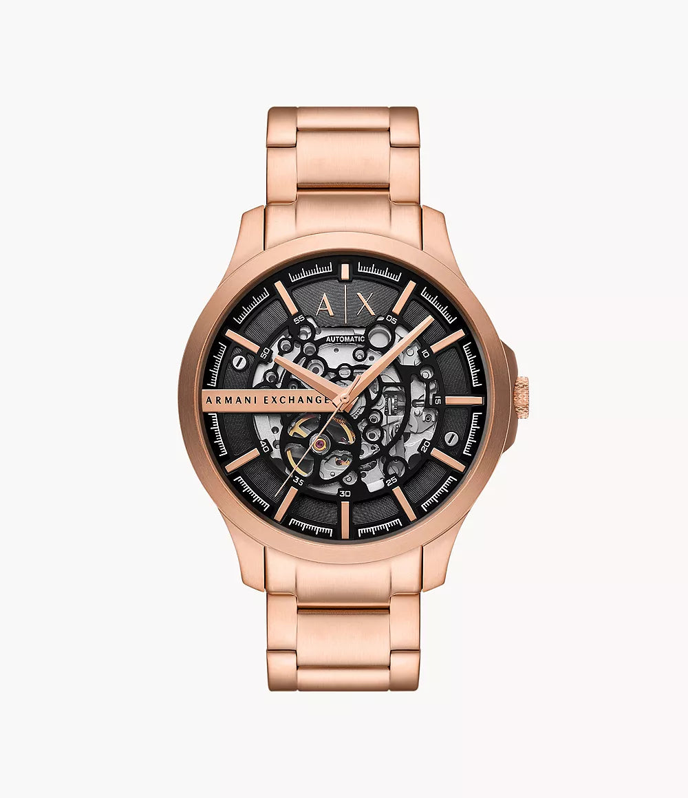 Armani Exchange Automatic Rose Gold-Tone Stainless Steel Watch