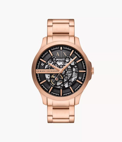 Armani Exchange Automatic Rose Gold-Tone Stainless Steel Watch