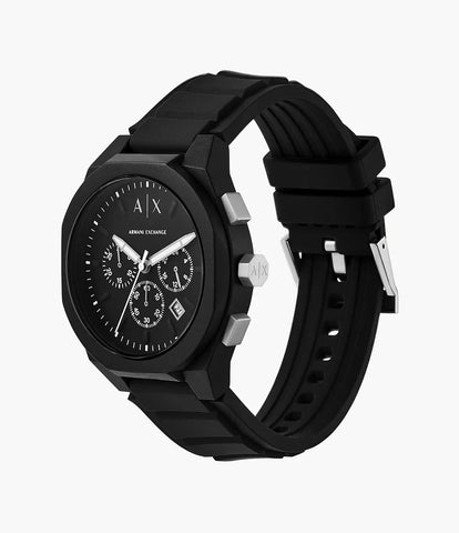 Armani Exchange Chronograph Black Silicone Watch - Black