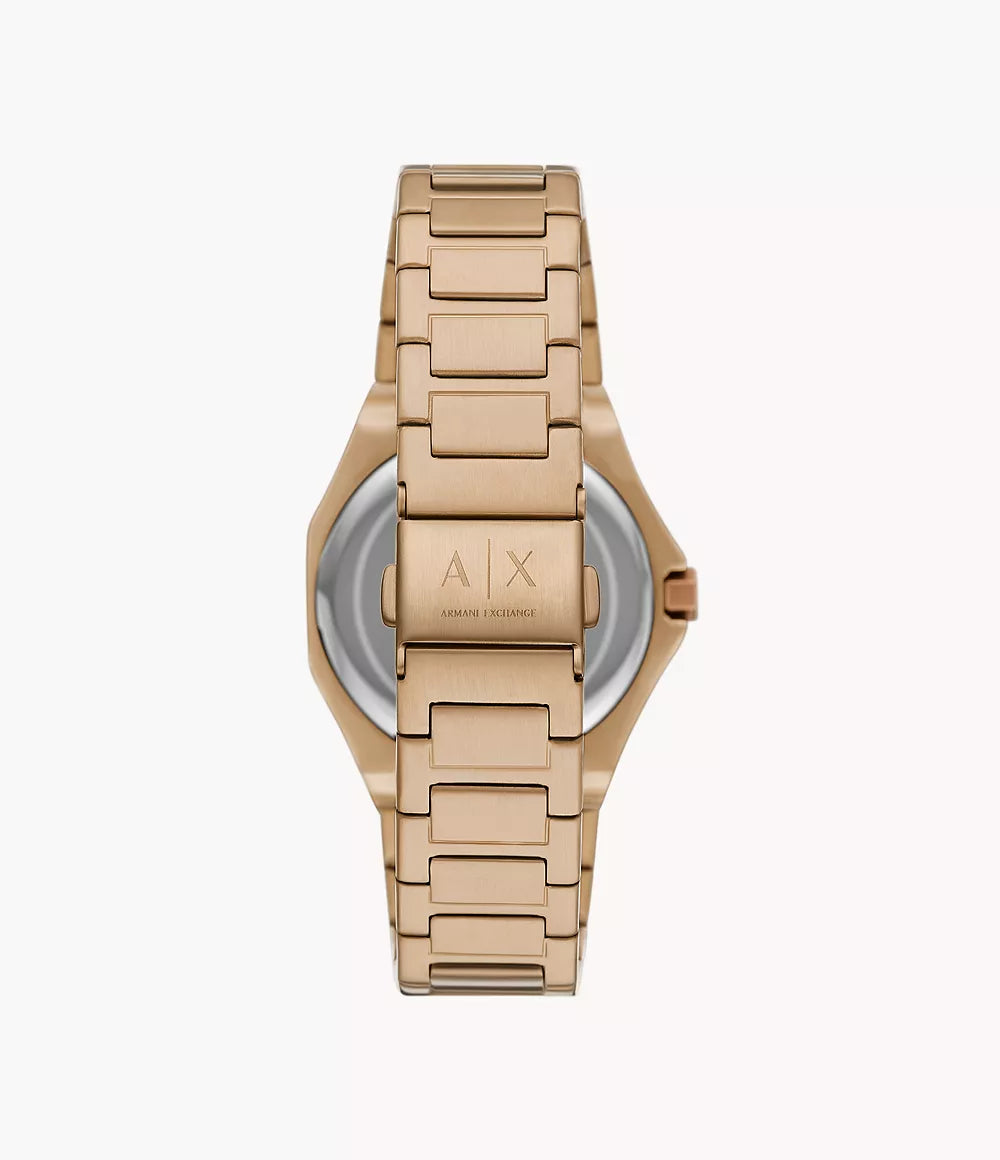 Armani Exchange Three-Hand Beige Gold-Tone Stainless Steel Watch - Beige Gold