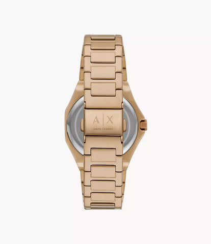 Armani Exchange Three-Hand Beige Gold-Tone Stainless Steel Watch - Beige Gold