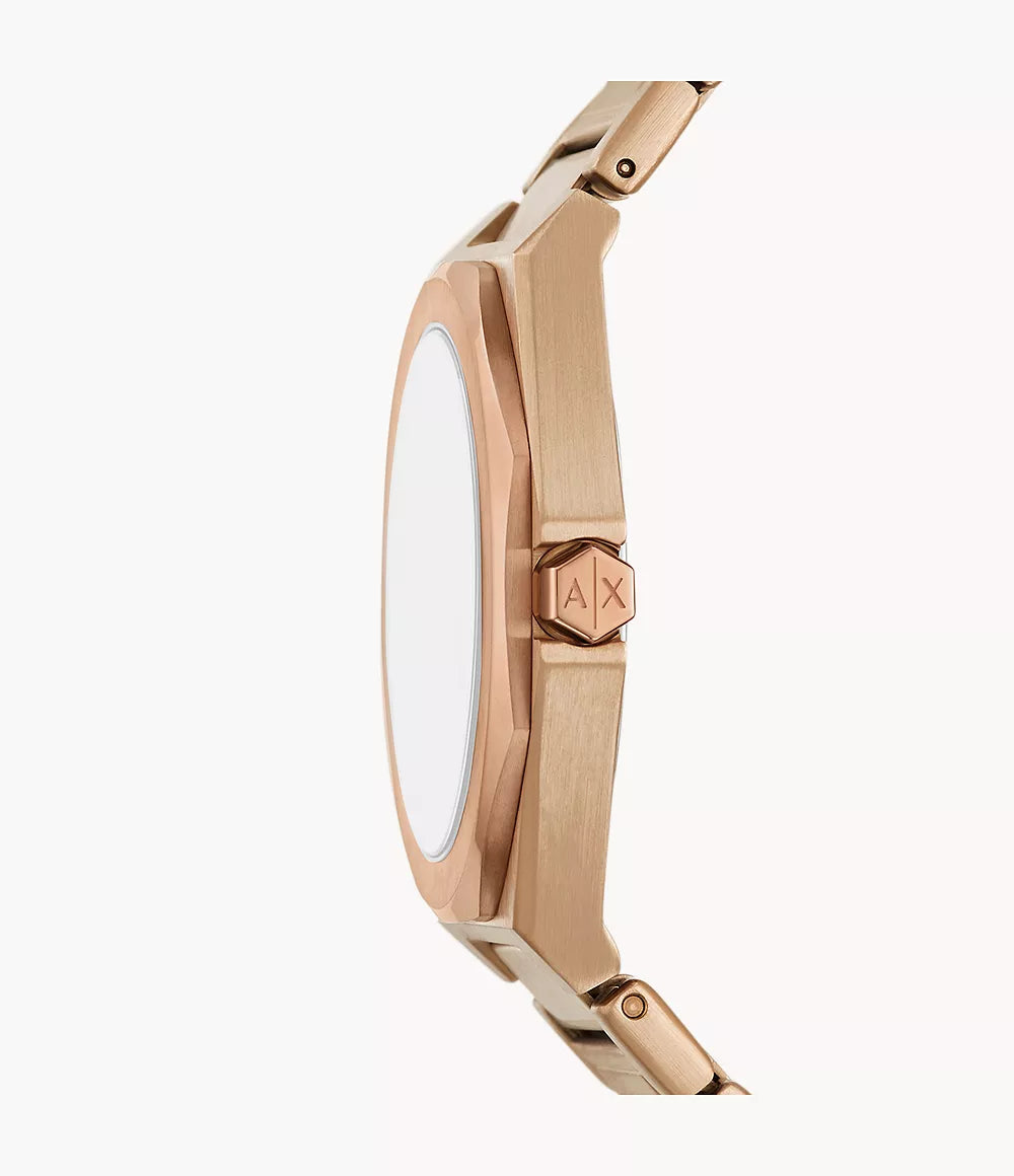 Armani Exchange Three-Hand Beige Gold-Tone Stainless Steel Watch - Beige Gold