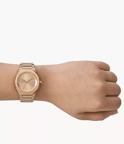 Armani Exchange Three-Hand Beige Gold-Tone Stainless Steel Watch - Beige Gold