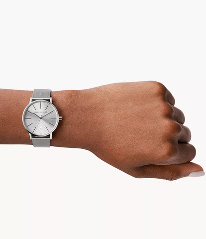 Armani Exchange Three-Hand Stainless Steel Mesh Watch - Silver