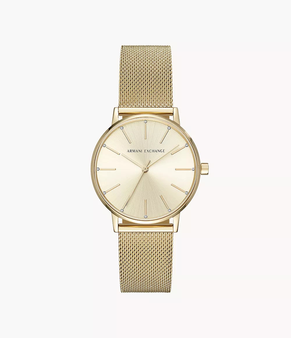 Armani Exchange Three-Hand Rose Gold-Tone Steel Watch