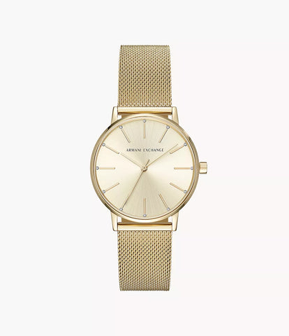 Armani Exchange Three-Hand Rose Gold-Tone Steel Watch