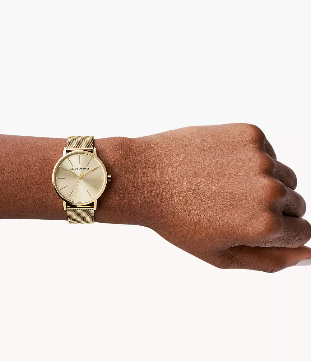 Armani Exchange Three-Hand Rose Gold-Tone Steel Watch