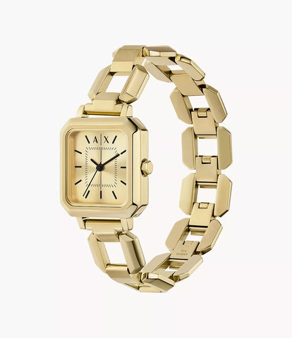 Armani Exchange Three-Hand Gold-Tone Stainless Steel Watch