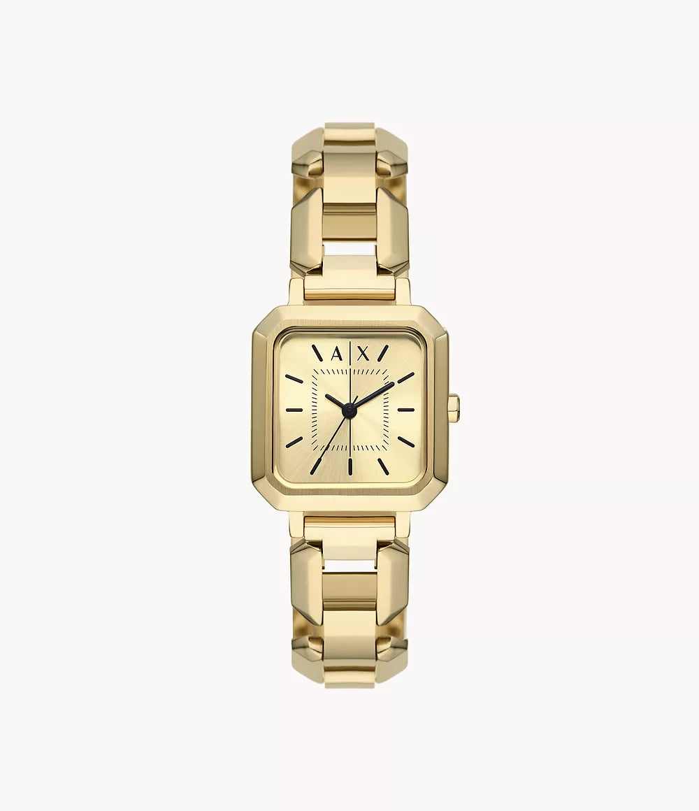 Armani Exchange Three-Hand Gold-Tone Stainless Steel Watch