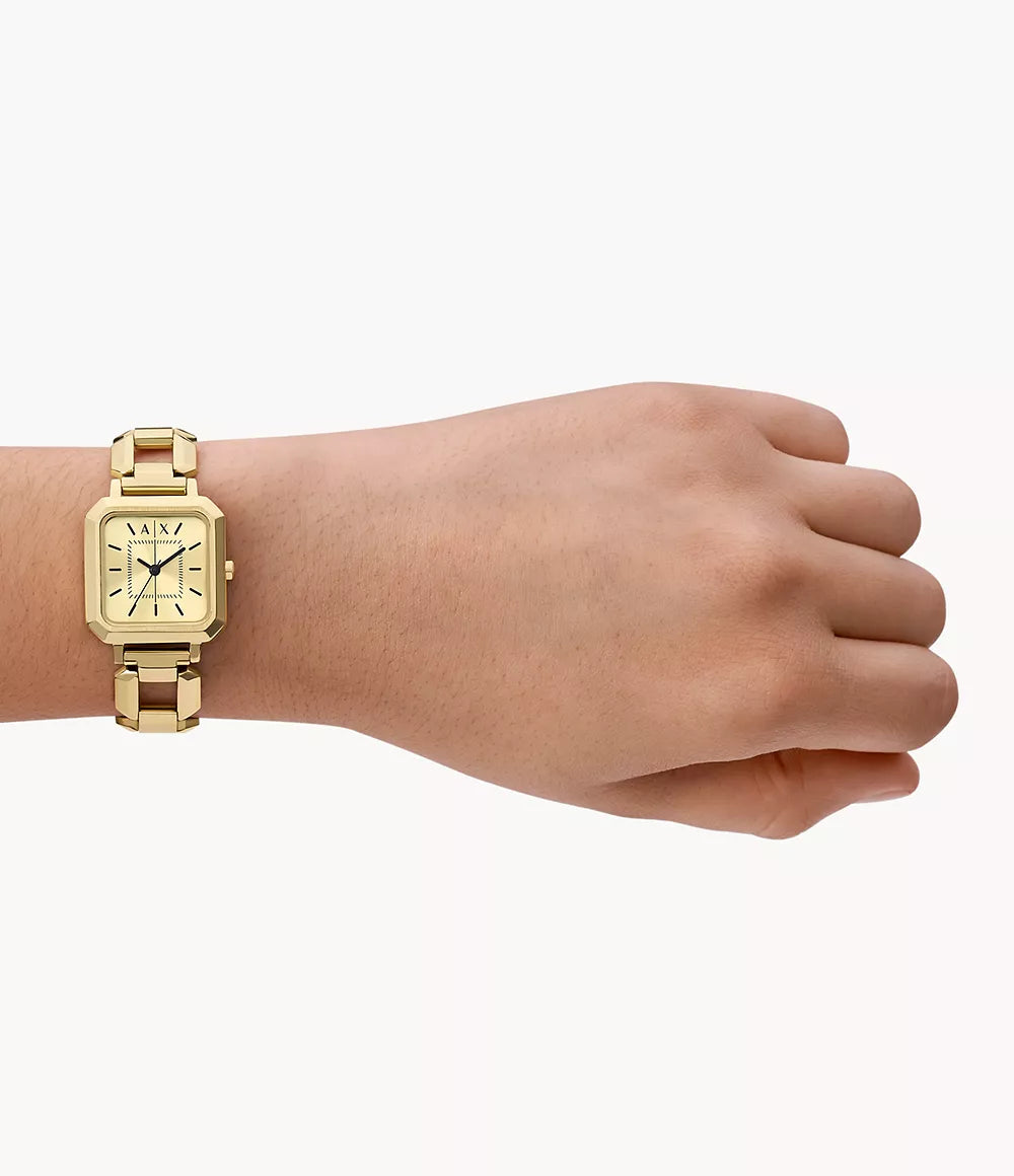 Armani Exchange Three-Hand Gold-Tone Stainless Steel Watch