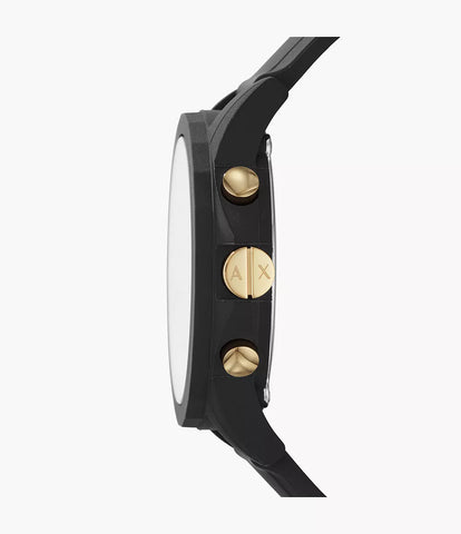 Armani Exchange Chronograph Black Silicone Watch and Luggage Tag Gift Set