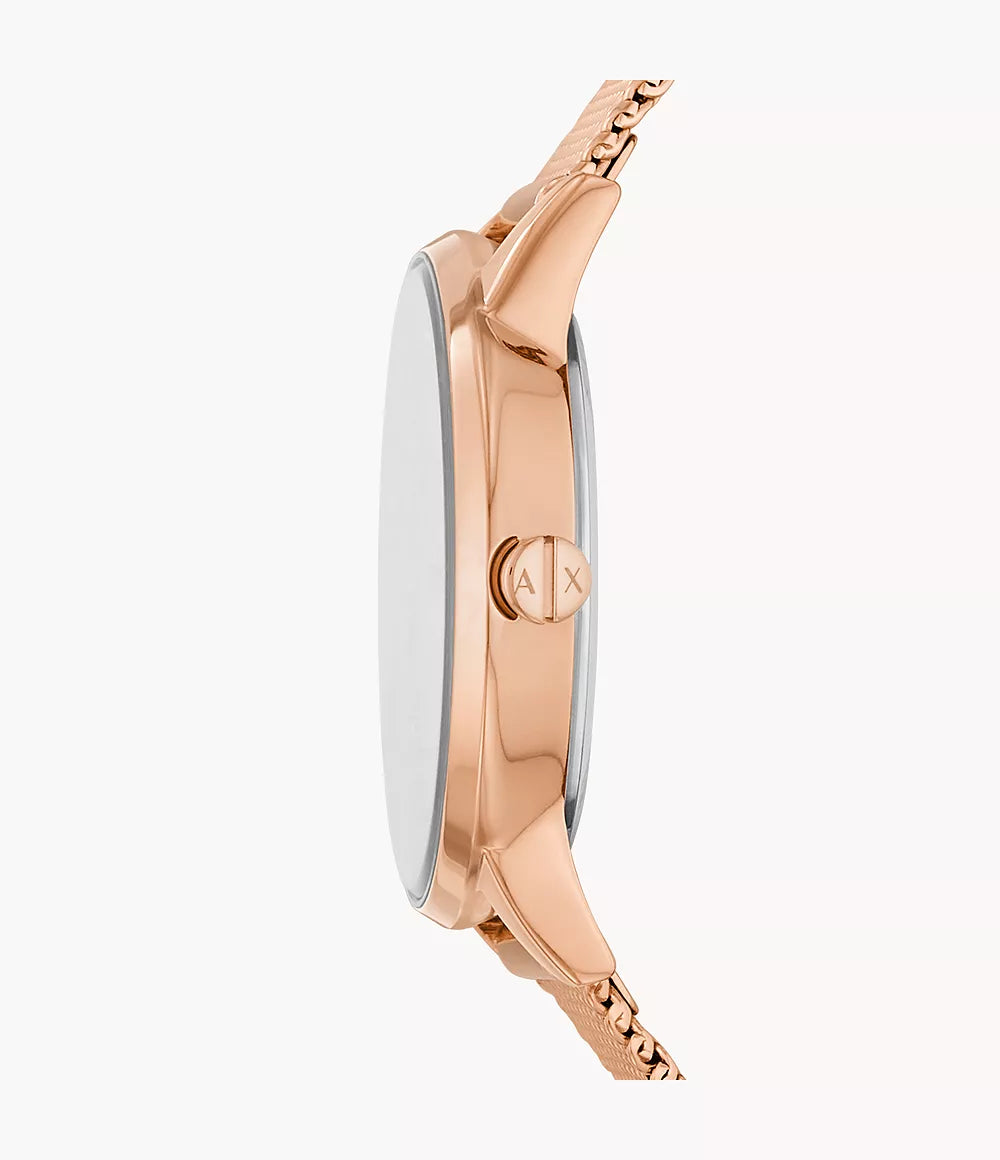 Armani Exchange Two-Hand Rose Gold-Tone Stainless Steel Watch and Bracelet Gift Set