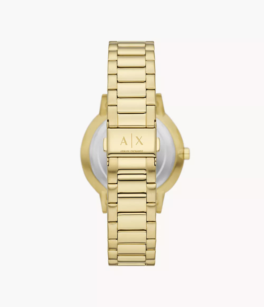 Armani Exchange Three-Hand Gold-Tone Stainless Steel Watch and Gold-Tone Stainless Steel Bracelet Set