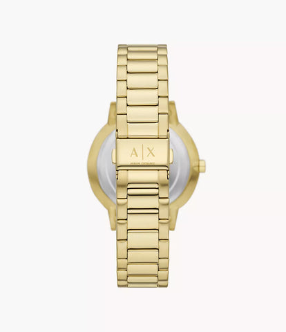 Armani Exchange Three-Hand Gold-Tone Stainless Steel Watch and Gold-Tone Stainless Steel Bracelet Set