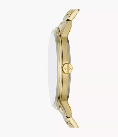 Armani Exchange Three-Hand Gold-Tone Stainless Steel Watch and Gold-Tone Stainless Steel Bracelet Set