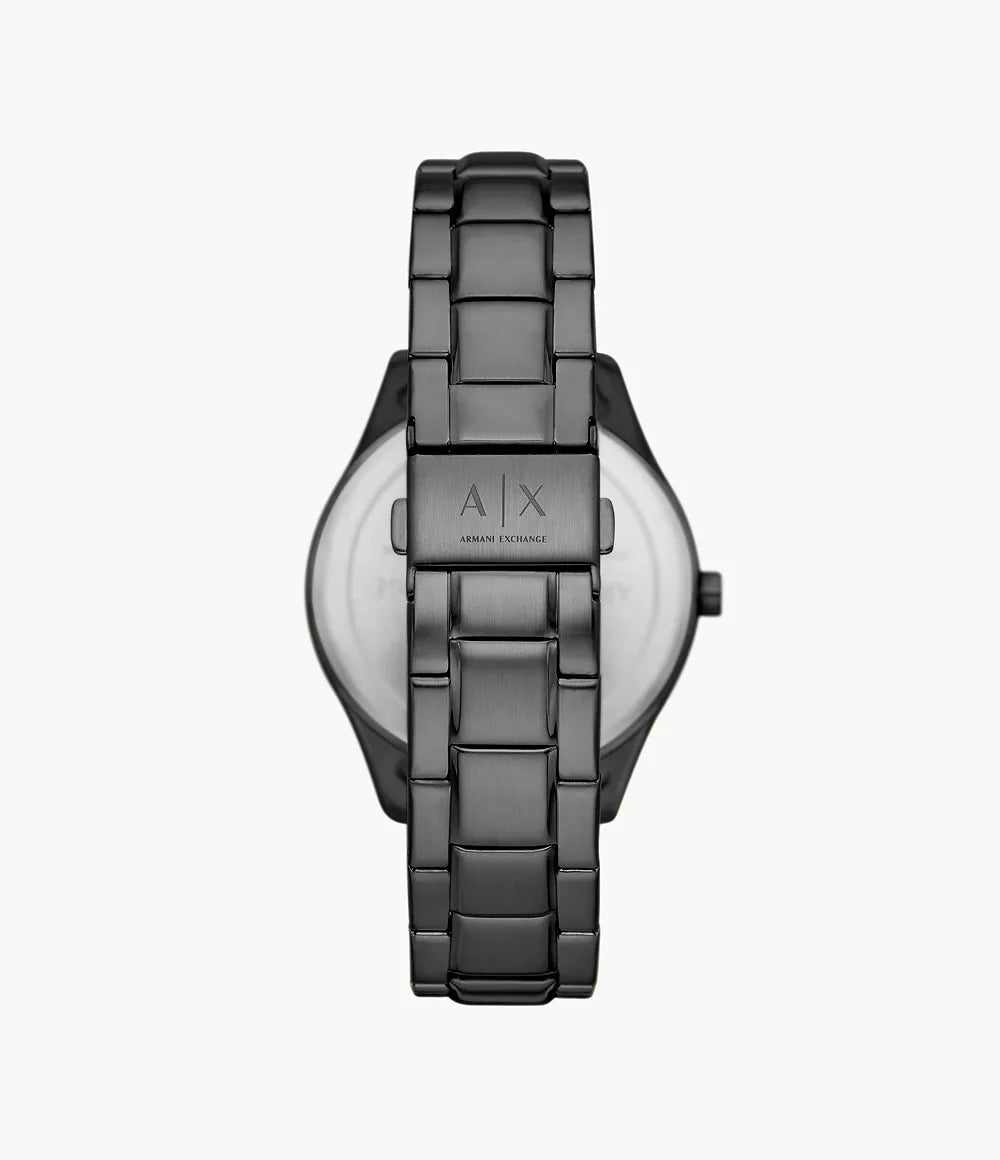 Armani Exchange Multifunction Black Stainless Steel Watch and Bracelet Set