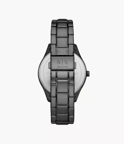 Armani Exchange Multifunction Black Stainless Steel Watch and Bracelet Set