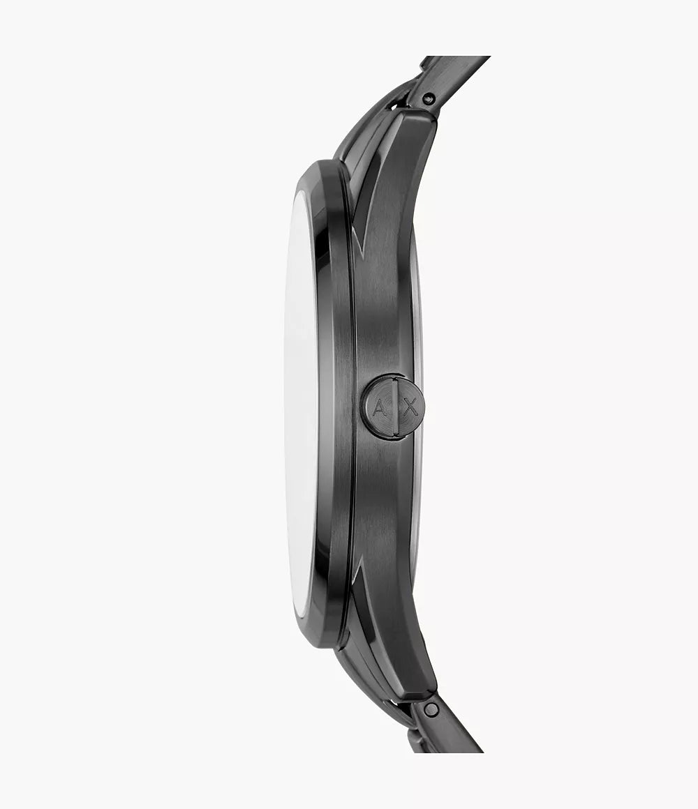 Armani Exchange Multifunction Black Stainless Steel Watch and Bracelet Set