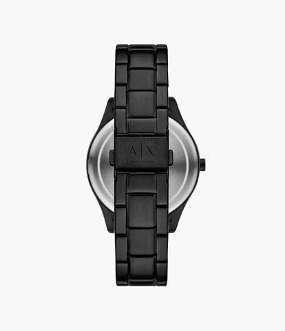 Armani Exchange Multifunction Black Stainless Steel Watch and Necklace Set